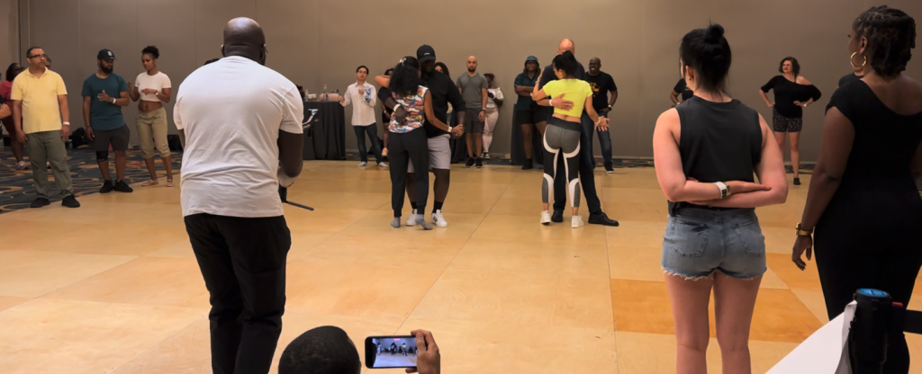 Sony Laventure from KOTR Dance Studio teaching Konpa at the 4 day Sawa Sawa Kizobma dance conference in Washington DC